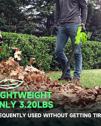 Leaf Blower Cordless with 2 Batteries and Charger, 20V Electric Leaf Blower 120MPH Small Leaf Blower, Lightweight Battery Leaf Blower Yard Tools Grass Blowers for Lawn Care Patio Backyard Garden Floor - LeafyLoom