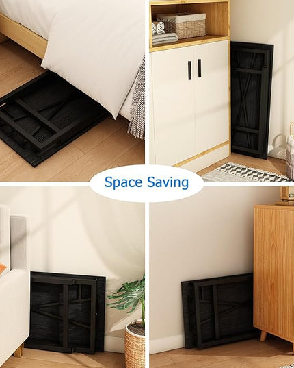 39 Inch Foldable Computer Desk, Folding Space-Saving Home Office Table, Study Writing Gaming Workstation for Small Space, No Assembly Needed,Black - LeafyLoom