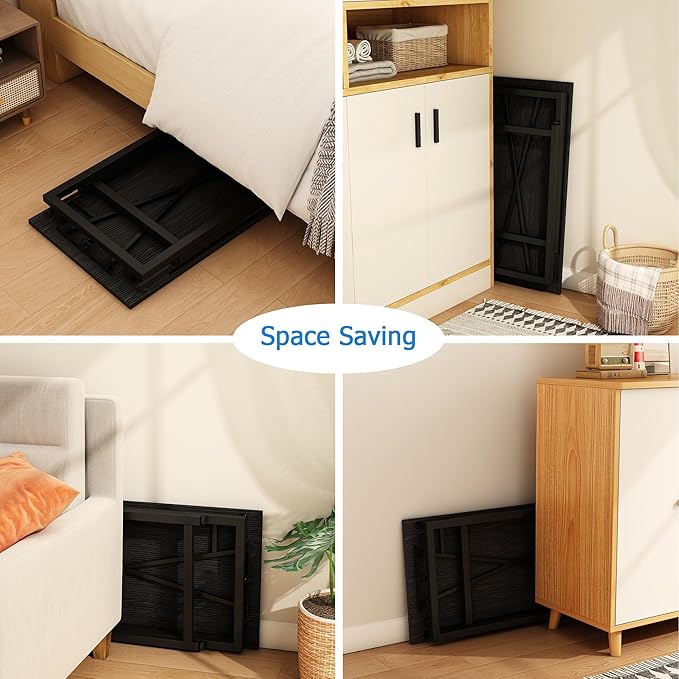 39 Inch Foldable Computer Desk, Folding Space-Saving Home Office Table, Study Writing Gaming Workstation for Small Space, No Assembly Needed,Black - LeafyLoom