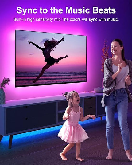 Nexillumi LED Lights for TV, 16.4 ft TV LED Backlight for 55-75 Inch, RGB LED Strip Lights Behind TV with APP Remote Control, Music Sync Smart Led Ambient Lighting for Bedroom Gaming Room Decor Nexillumi