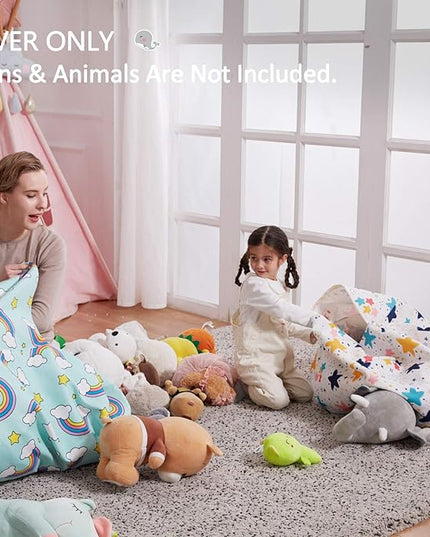 Nobildonna Stuffed Animal Storage Bean Bag Chair Cover Only for Kids Girls Toddler, Large Beanbag Chair without Filling for Organizing Children Soft Plush Toys - LeafyLoom