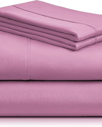 LuxClub Twin XL Sheets - Soft Twin Bed Sheets for-Boys-and-Girls-4 PC Deep Pockets 18" Eco Friendly Wrinkle Free-Kids-Fitted Sheets Machine Washable Hotel Bedding Silky Soft - Light Plum Twin XL - LeafyLoom