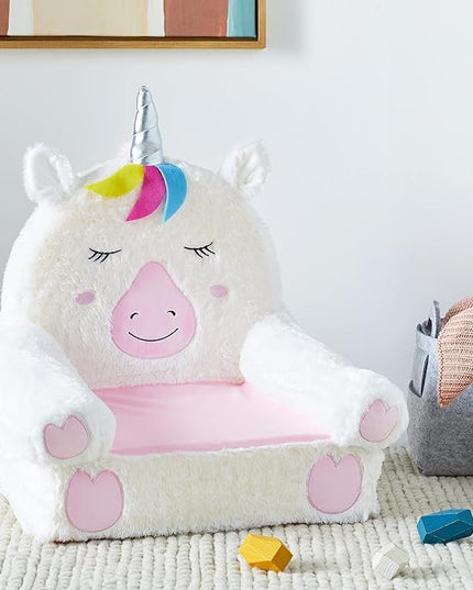 Amazon Basics Children's Plush Toddler Chair, Unicorn, Medium, Multicolor - LeafyLoom