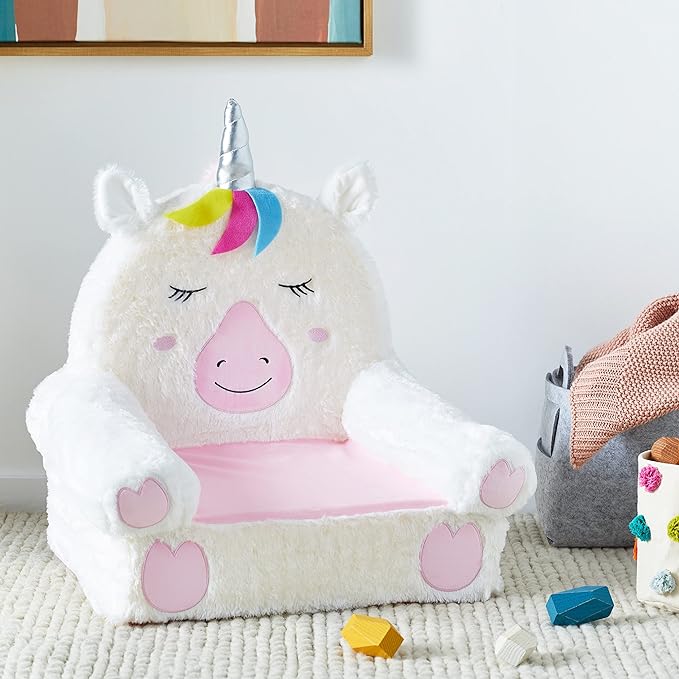 Amazon Basics Children's Plush Toddler Chair, Unicorn, Medium, Multicolor - LeafyLoom