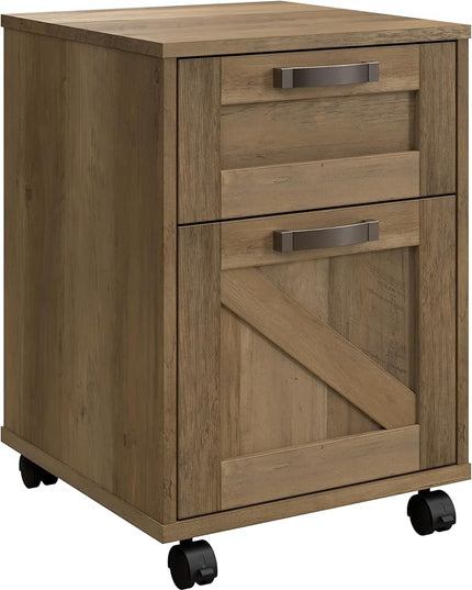 Bush Furniture Knoxville 2 Drawer Mobile File Cabinet, Rolling Document Storage for Home Office, Reclaimed Pine - LeafyLoom