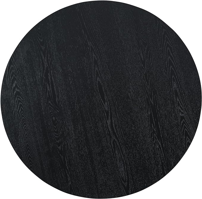 Retro Round Minimalist Elegant 4 Peoples, Rubber Wood, Exquisite Workmanship and Full Assembly Required, for Kitchen, Room, 1 Piece Dining Table Set, Black 18 - LeafyLoom
