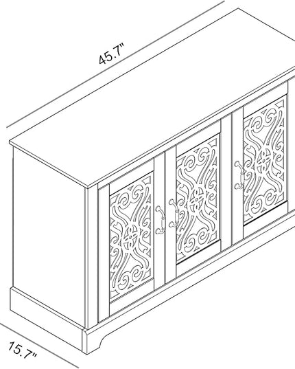 Galano Calidia 3 Door Sideboard, Kitchen Storage Sideboard Buffet Cabinet Console with Acrylic Mirror Doors & Adjustable Shelves, 15.67" D x 45.71" W x 29.29" H, Knotty Oak - LeafyLoom