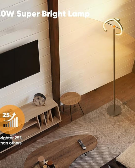 Modern LED Floor Lamp, Rotatable Standing Lamp with Foot Switch, 20W Bright Reading Floor Light with 3 Color Temperatures, Black Stand up Lamp Tall Lamp for Living Room, Bedroom, Office - LeafyLoom