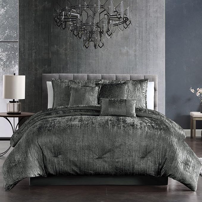 Riverbrook Home Turin Comforter Set, King, Charcoal, 7-Piece Set - LeafyLoom