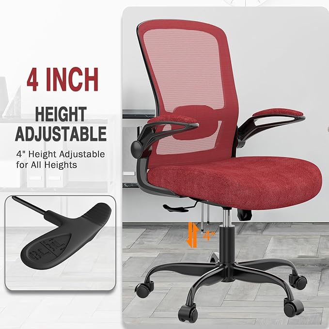 Office Chair, Ergonomic Desk Chair with Adjustable Lumbar Support, High Back Mesh Computer Chair with Flip-up Armrests-BIFMA Passed Task Chairs, Executive Chair for Home Office - LeafyLoom