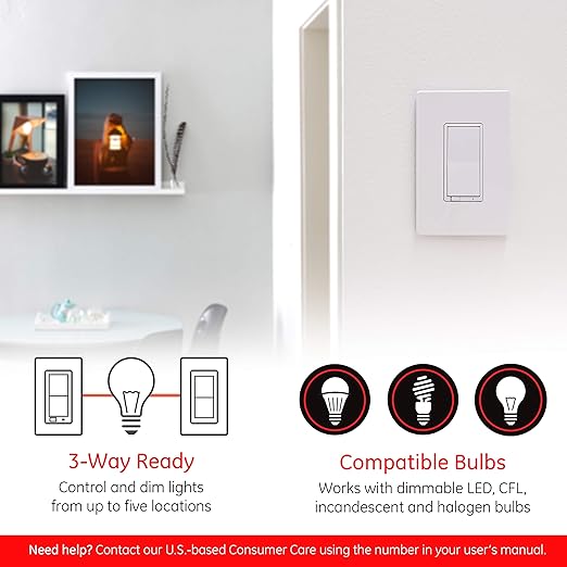 Enbrighten Zigbee Dimmer, QuickFit & SimpleWire, Pairs Directly with Echo Studio/Show 10/Plus 1st & 2nd Gen, Works WIth Alexa, Google Assistant, White & Light Almond, Smart Light Switch, 43080 Enbrighten