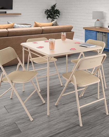 COSCO 5 Piece, Tan Folding Table and Chair Set. - LeafyLoom