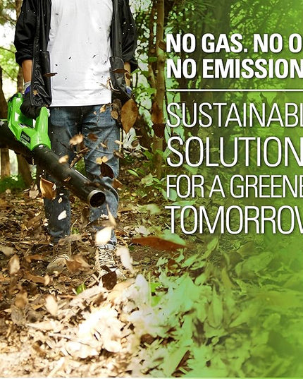 Greenworks 40V (115 MPH / 430 CFM) Brushless Axial Leaf Blower, 2.0Ah Battery and Charger Included - LeafyLoom