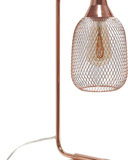 Elegant Designs LD1060-RGD Mesh Wire Table Lamp, Rose Gold - LeafyLoom