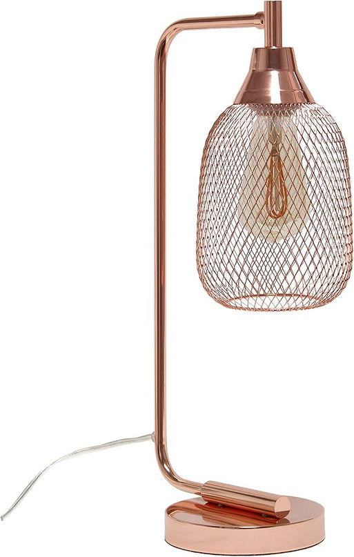 Elegant Designs LD1060-RGD Mesh Wire Table Lamp, Rose Gold - LeafyLoom