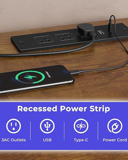 JOISCOPE 40 x 24 Inch Small Gaming Computer Desk with Table Power Outlets,Home Office Small Desk with Storage Shelves and USB & Type-C Outlet,Morden Simple Writing Table,Vintage Oak Finish - LeafyLoom