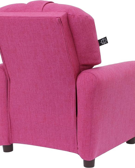 THE CREW FURNITURE Traditional Kids Recliner, Toddler Ages 1-5 Years, Home Décor Polyester Linen, Magenta - LeafyLoom
