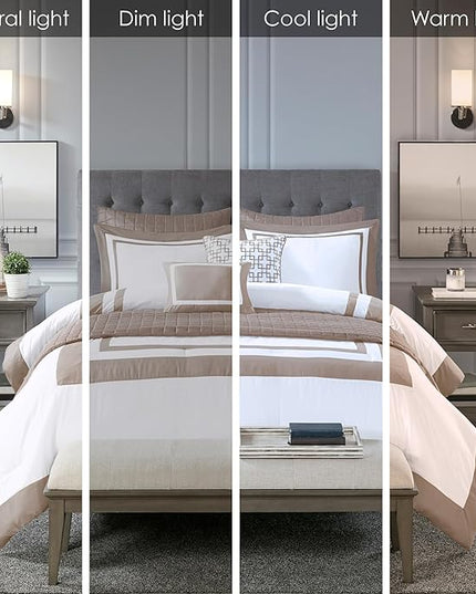 Madison Park Comforter Set and Quilt Combo, Chic Hotel Bedding Queen/Full Size Comforter Sets, Heritage Soft Microfiber, Quilted Coverlet, Shams, Throw Pillow, Full/Queen, Taupe 8 Piece - LeafyLoom