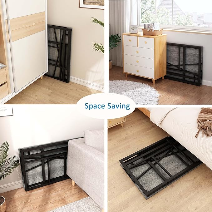 Folding Small Computer Desk, Foldable Space-Saving Home Office Table, Simple Study Writing Gaming Workstation for Small Space, No Assembly Needed, Oak - LeafyLoom