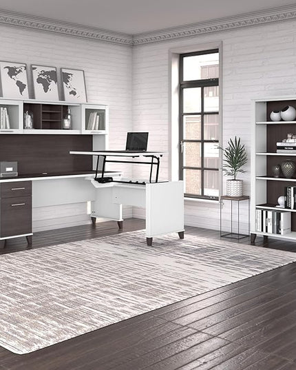 Bush Furniture Somerset Computer Drawers | Office Home Workspace | Large Desk, 72W, Storm Gray/White - LeafyLoom