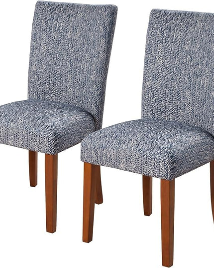 HomePop Parsons Classic Upholstered Accent Dining Chair, Set of 2, Navy - LeafyLoom