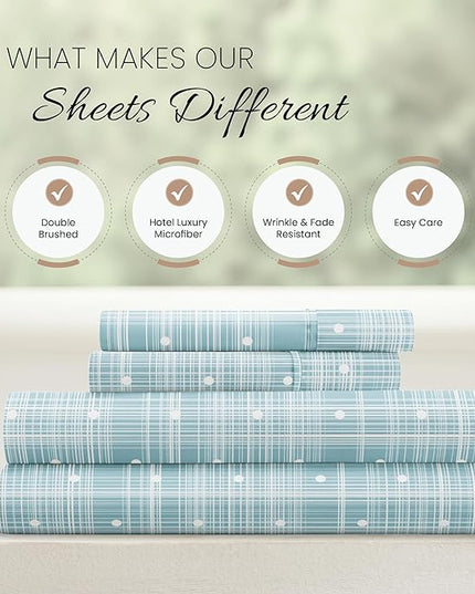 Linen Market 4 Piece Full Bedding Sheet Set (Aqua Polka) - Sleep Better Than Ever with These Ultra-Soft & Cooling Bed Sheets for Your Full Size Bed - Deep Pocket Fits 16" Mattress - LeafyLoom