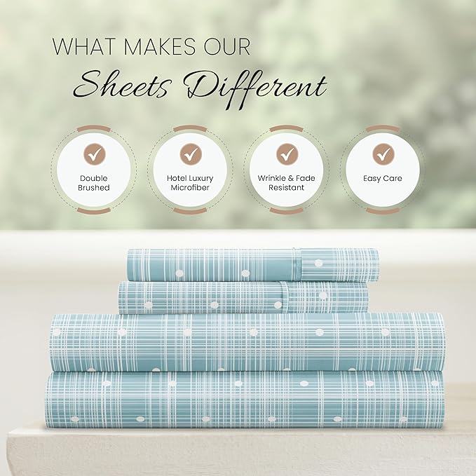 Linen Market 4 Piece Full Bedding Sheet Set (Aqua Polka) - Sleep Better Than Ever with These Ultra-Soft & Cooling Bed Sheets for Your Full Size Bed - Deep Pocket Fits 16" Mattress - LeafyLoom