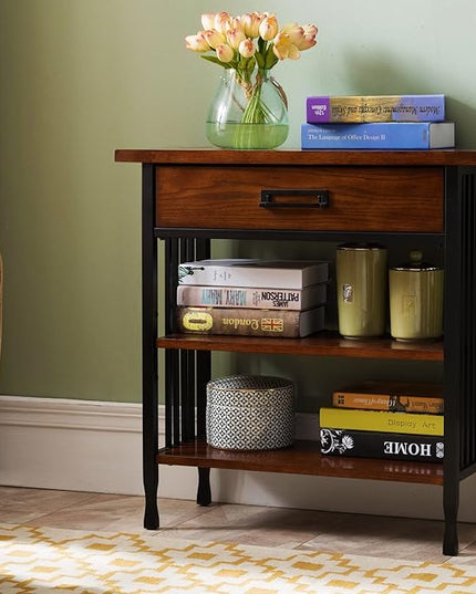 Leick Home SINCE 1912 Ironcraft Foyer Bookcase with Drawer Storage - LeafyLoom