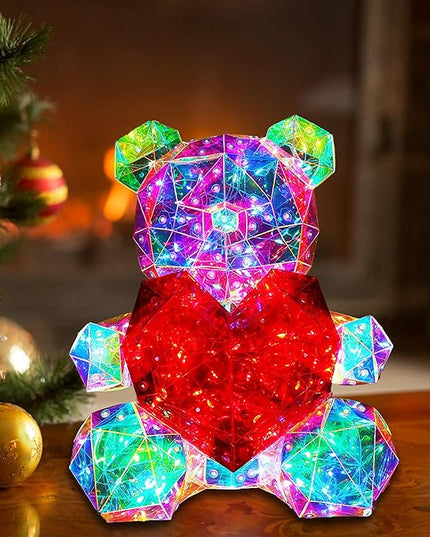 Glowing Teddy Bear Night Light LED Lights Up Bear Galaxy Bear Lamp for Girlfriend, Mom, Permanent Gift for Valentine's Day, Mother's Day, Anniversary and Birthday With Exquisite Transparent Gift Box - LeafyLoom