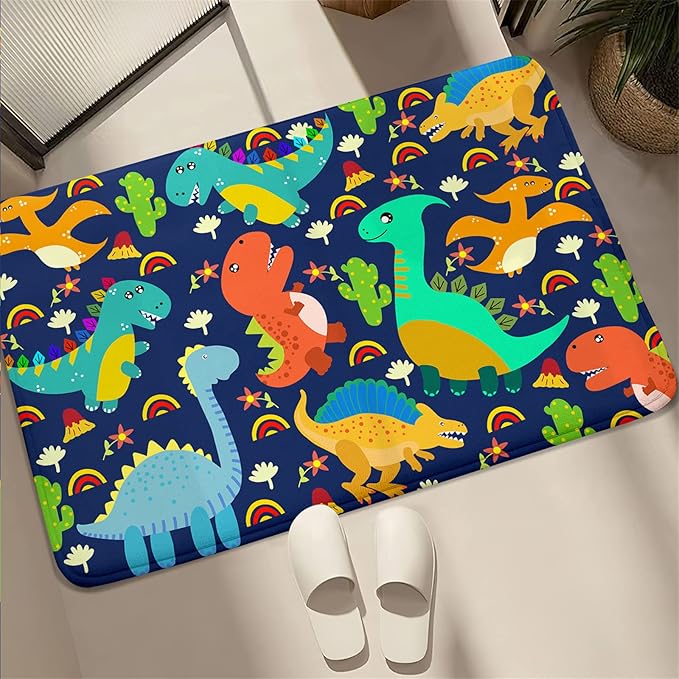 Dinosaur Carpet for Boys Room Dinosaurs Area Rugs Cute Dinosaur Cartoon Carpet Kids Rug Boys Room Rug for Kids Playroom Classroom and Livingroom,Blue 2'×3' - LeafyLoom