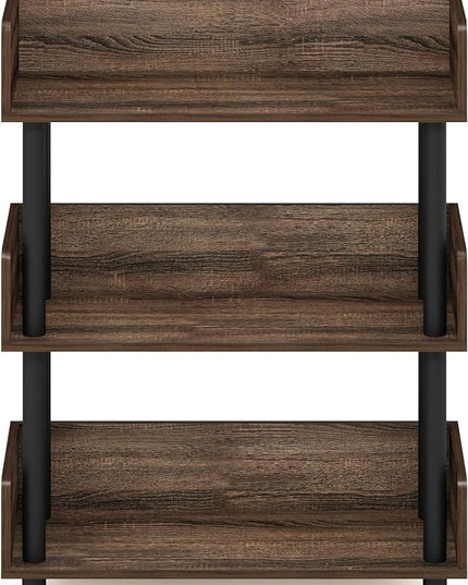 Furinno Turn-N-Tube 3-Tier Toolless Freestanding Multipurposes Display Rack, Walnut - LeafyLoom