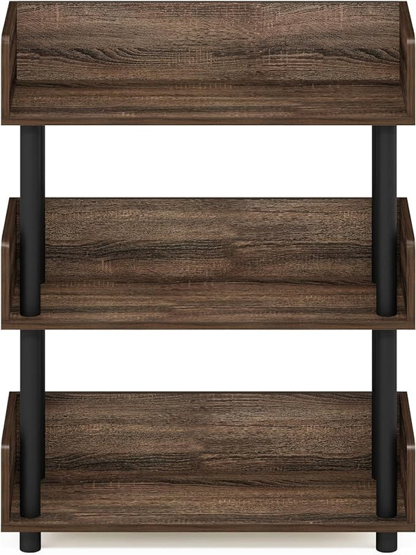 Furinno Turn-N-Tube 3-Tier Toolless Freestanding Multipurposes Display Rack, Walnut - LeafyLoom