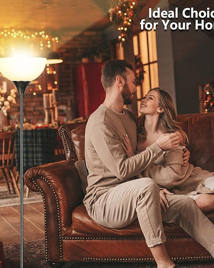 Floor Lamp, Standing Lamp for Bedroom, Drop-Resistant White Lampshade, Rotary Switch, Industrial Metal Floor Lamp for Living Room Bedroom Study Office Kid’s Room - LeafyLoom