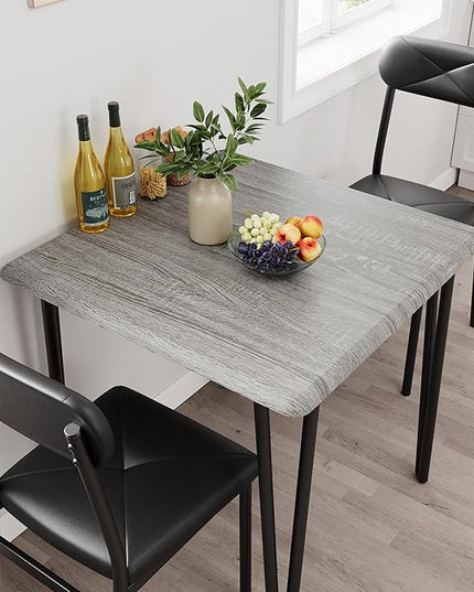 Dining Table for 2, Small Square kitchen Dinner Table Set for 2,Space Saving Wood Modern Dinette With Upholstered,Dining Room Furniture for Breakfast Nook, Apartment,Home Office Small Space,3 Piece - LeafyLoom