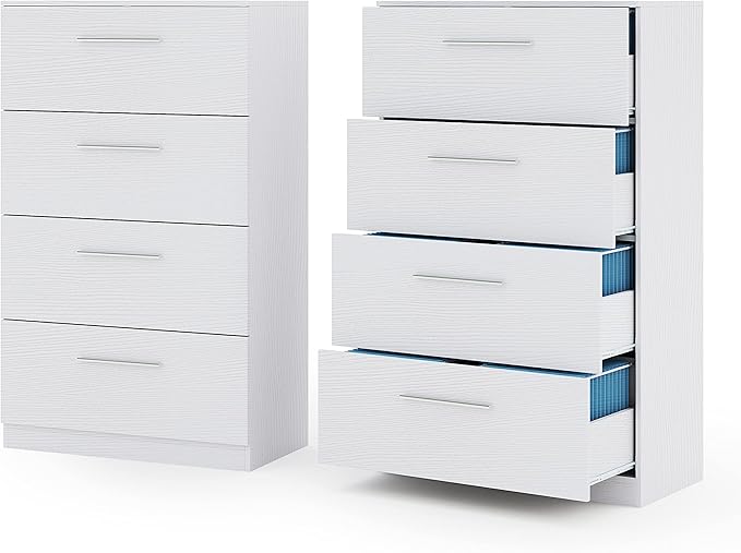 YITAHOME 4 Drawer Lateral Filing Cabinet,Dressers & Chests of Drawers for Bedroom,Printer Stand Vertical Storage Cabinet Fits Letter, A4, Legal Size for Home Office Organization, White - LeafyLoom