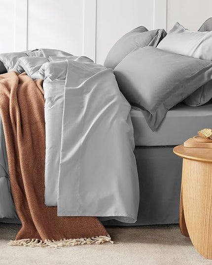 Bedsure California King Comforter Set - 7 Pieces Reversible Bed in a Bag California King with Comforters, Sheets, Pillowcases & Shams, Grey Bedding Sets - LeafyLoom