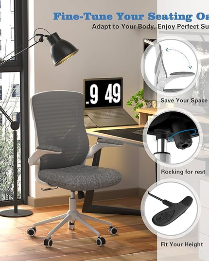 Office Chair, High Back Desk Chair with Adjustable Lumbar Support, Ergonomic Mesh Computer Chair with Premium Cold-Cured Cushion, Height Liftable Swivel Chair for Home Office - LeafyLoom