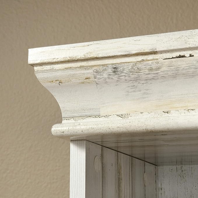Sauder Barrister Lane Tall Bookcase/Book Shelf, L: 35.55" x W: 13.5" x H: 75.04", White Plank - LeafyLoom