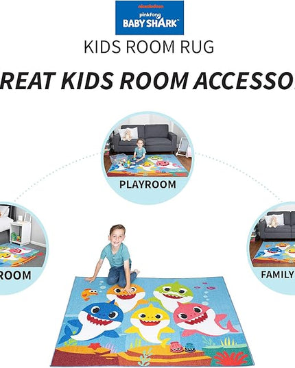 Franco Kids Room Non Slip Area Rug, 69 in x 52 in, Baby Shark - LeafyLoom