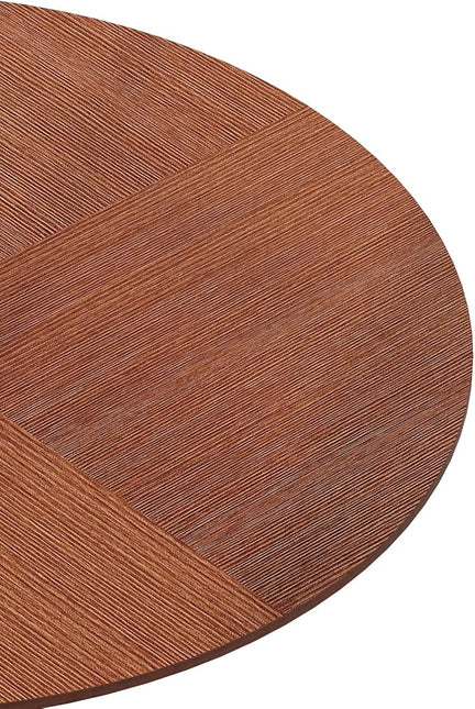 NicBex 42Inch Round Dining Table,Modern Kitchen Table with Printed Oak Grain Tabletop and Metal Base for 2 to 4,Leisure Coffee Table for Kitchen,Small Space and Living Room,Space-Saving,Easy Clean,Oak - LeafyLoom