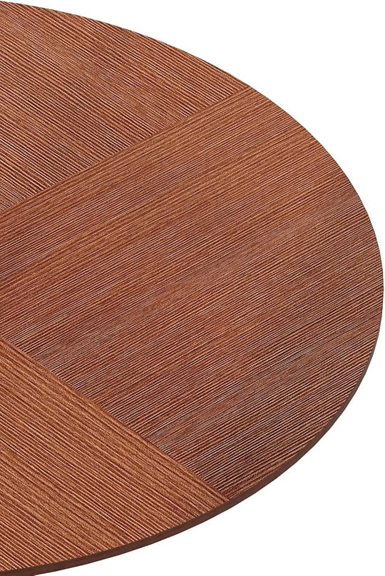 NicBex 42Inch Round Dining Table,Modern Kitchen Table with Printed Oak Grain Tabletop and Metal Base for 2 to 4,Leisure Coffee Table for Kitchen,Small Space and Living Room,Space-Saving,Easy Clean,Oak - LeafyLoom