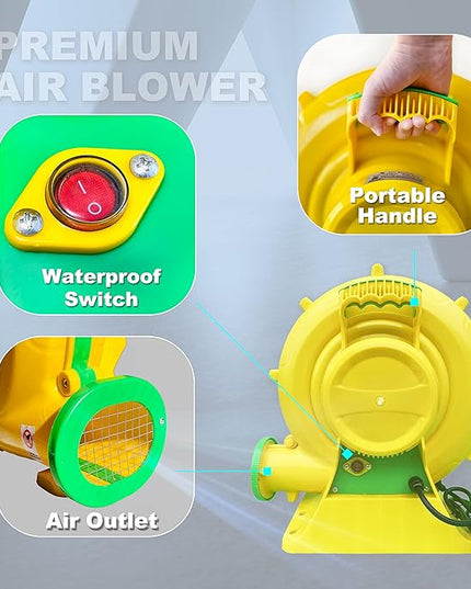 CoMiracle Air Blowers, 950 Watt 1.25 HP Inflatable Bounce House Air Blower, Outdoor Inflatable Castle and Jump Slides Blower - LeafyLoom