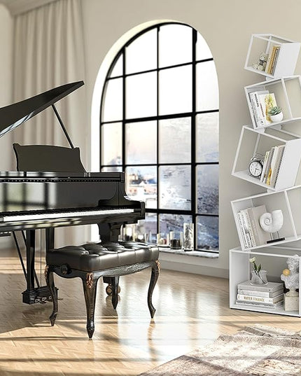 Bookshelf, Book Shelf, 5 Tier Bookshelf, White Bookshelf, 67'' Tall, Modern Bookshelf for Books/CDs/Home Decor - LeafyLoom