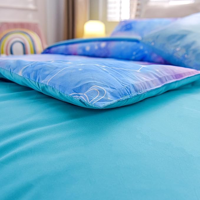 Btargot Lightweight Microfiber 6 Piece Comforter Set, Tie Dye Galaxy Constellation Pattern Bedding Set for Boys Girls Teen, Queen Blue Purple - LeafyLoom