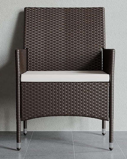 Edenbrook Bayview Rattan Patio Furniture - Outdoor Furniture Set, Set of Three: Loveseat and 2 Chairs, Brown Rattan/Cream - LeafyLoom