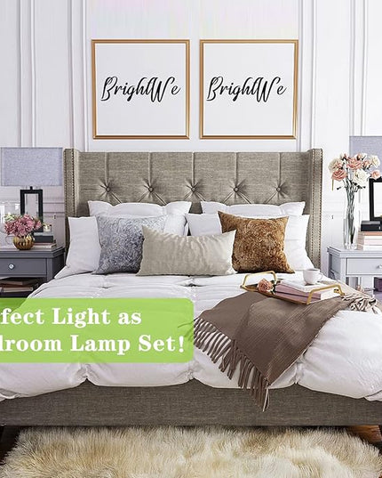 Touch Control Bedside Lamps for Bedrooms Set of 2 Table Lamps for Nightstand with Dual USB Ports, 3-Way Dimmable Modern Desk Lamps for End Table Living Room Office Home Study Room, Grey&Black - LeafyLoom