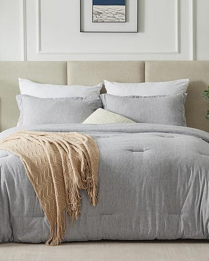CozyLux Twin/Twin XL Comforter Set Dorm Bedding - 2 Pieces Greyish Green Twin Extra Long Soft Luxury Cationic Dyeing Comforter for College, Breathable Boho Bed Sets with 1 Comforter and 1 Pillow Sham - LeafyLoom