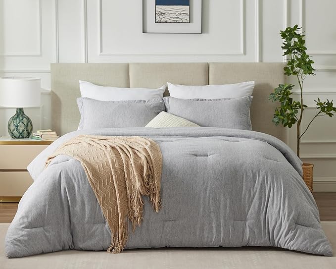 CozyLux Twin/Twin XL Comforter Set Dorm Bedding - 2 Pieces Greyish Green Twin Extra Long Soft Luxury Cationic Dyeing Comforter for College, Breathable Boho Bed Sets with 1 Comforter and 1 Pillow Sham - LeafyLoom