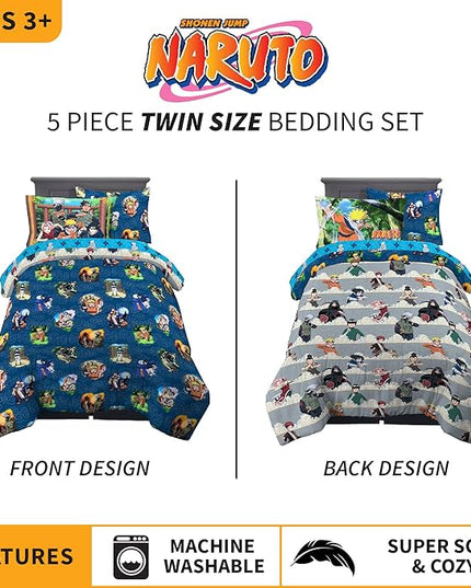 Naruto Anime Bedding Super Soft Comforter And Sheet Set With Sham, 5 Piece Twin Size, By Franco - LeafyLoom