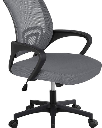 Yaheetech Office Chair Mid Back Executive Task Swivel Rolling Gaming Lumbar Support Modern Desk Computer Ergonomic Mesh Embody Chair Rolly Study Chair with Armrests, Dark Grey - LeafyLoom